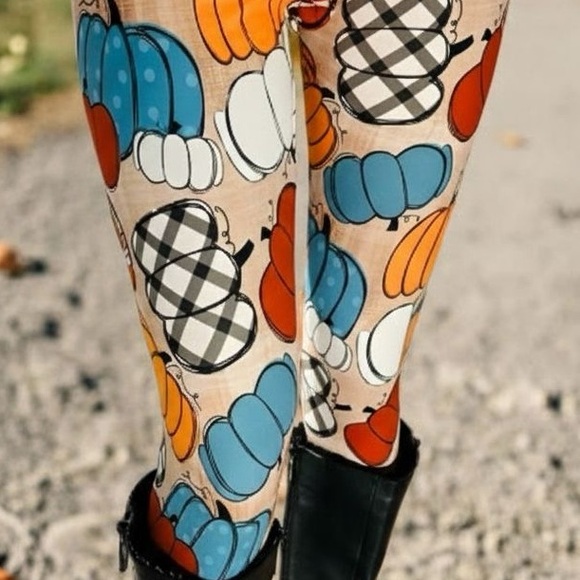 OS/TC/TC2 NEW Womens Pumpkin Thanksgiving Leggings Buttery Soft Yoga Pants - Picture 4 of 13